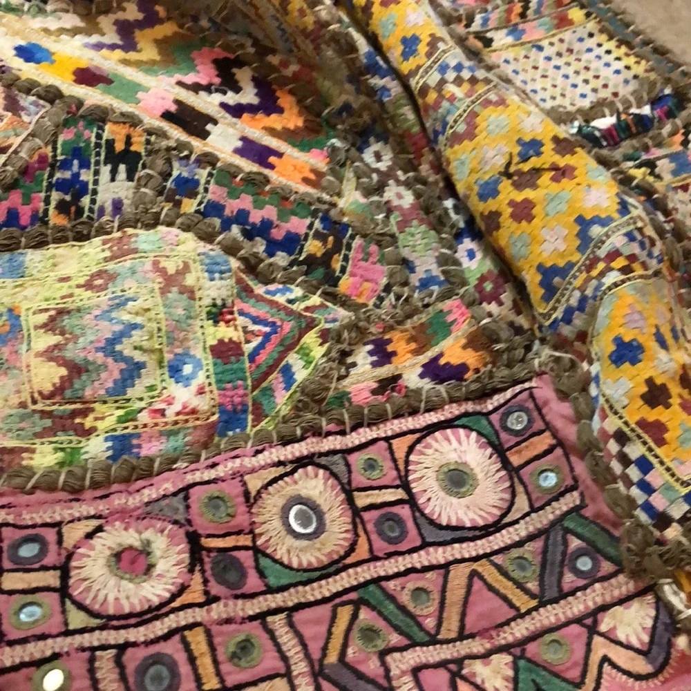 Vintage patchwork mirror kilim tapestry Large handmade and gorgeous!